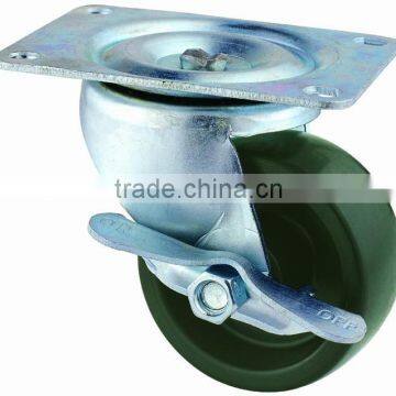 31 Series Single Ball Raceway Structure Top Plate Swivel Black PP Caster With Side Brake