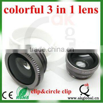 Clip 3 in 1 camera lens cover for mobile phone