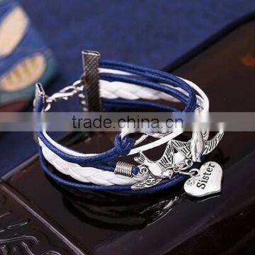 New Style Leather Jewelry Lots Style Cute Infinity Charm Bracelet Fashion