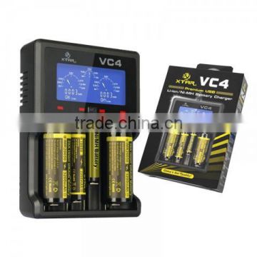 Cheap Xtar VC4 four slot charger for Li-ion NiMh battery charger with LCD Display