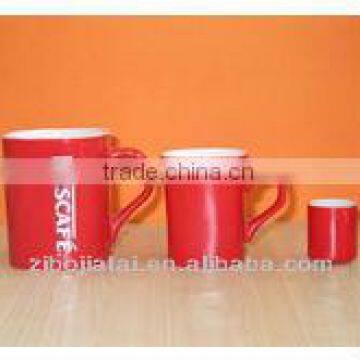 Red Glazed Square Nescafe Mug