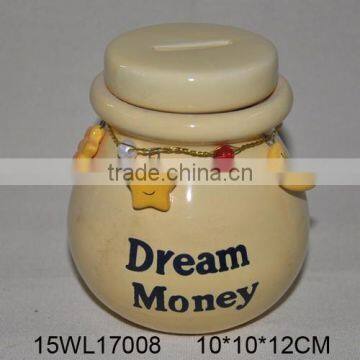 Newest design ceramic saving pot with full decal printing