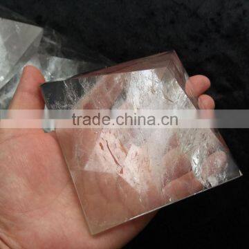 10cm large rock hand carved clear quartz crystal pyramid natural stone