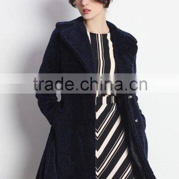 Hot Sale Winter Black Real Shearling Sheepskin Fur Long Coat with High Quality