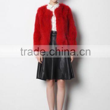 Wholesale High Quality Short Style Red Genuine Fox Fur Jacket for Fashion Women