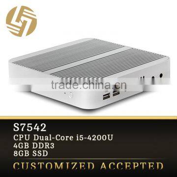 Custom oem i5 Dual core Turbo Boost 2.60GHz 4G ram SSD pc fanless