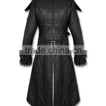 Mens Coat Long Jacket Black Gothic Steampunk Hooded Trench photo-2