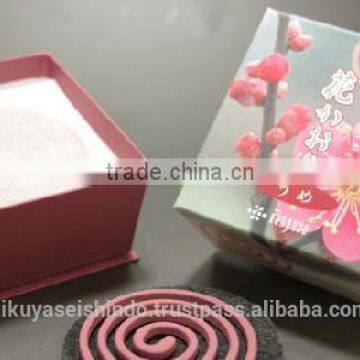 Japanese coil incense, Hana Kaori Series, Ume (Plum Blossom), Less Smoke Type