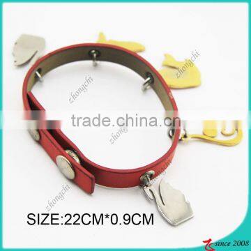 zinc alloy charms artificial leather button bracelet (LB)