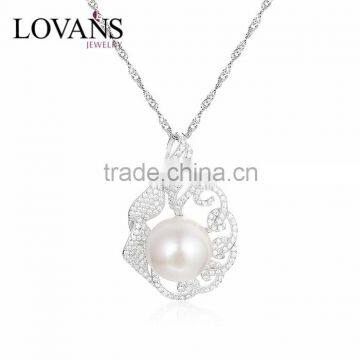 925 Sterling Silver Latest Modern Design Freshwater Pearl Necklace Jewelry Set SPE143W