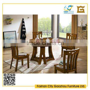 New design walnut color round top solid wood frame dining table