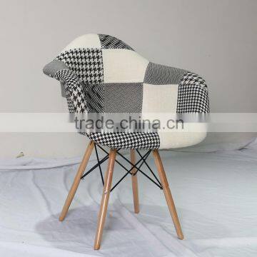 Replica Eiffel Tower Base Fiberglass Patchwork Dining Armchair with Wood legs