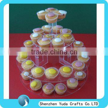 Round shaped clear acrylic wedding cupcake display acrylic cupcake stand cupcake towers for sale