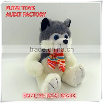 en71 tested 25cm plush dog toys plush cute husky with scarf