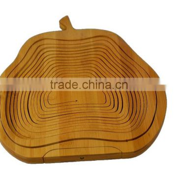 Large Flatware Pear Shaped Folding Bamboo Collapsing Wooden Hanging Bread Roll Basket