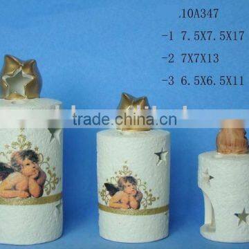 christmas pottery candle holder decoration