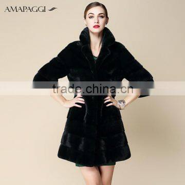 Wholesale Emerald color genuine real mink fur coat parka for women