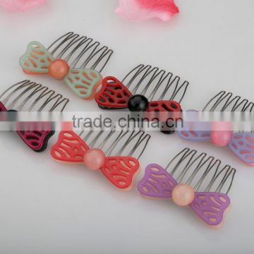 Fashionable hair accessories beautiful crystal stone hair comb resin bowknot hair combs