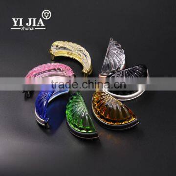 Light Blue Half Round Brushed Satin Nickel Glass Knob photo-6