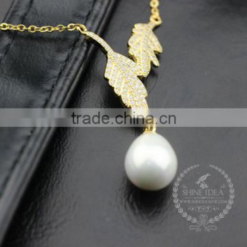 925 sterling silver spring leaf with pearl creative pendant necklace fashion women necklace jewelry 6360461