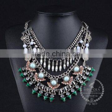 high quality vintage rhinestone chunky statement necklace tin alloy fashion women pendant necklace 6390123