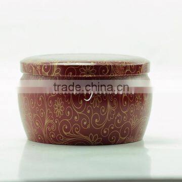 Red Vivid Flower Round Tin Plate Tea Canister for Matcha photo-2