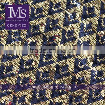 2016 double sided Background Colorful Sequin Net Embroidery Fabric for Clothing