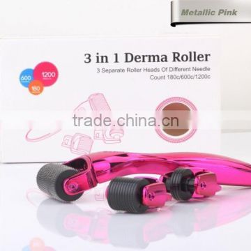 Face and body skin 3 in 1 1200,600,180 needles derma rollers,micro needle roller with prival label -L013B