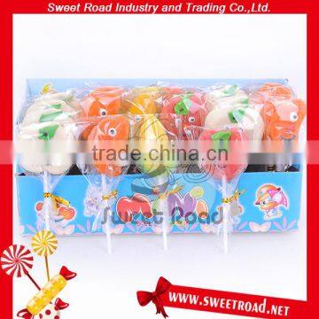 Cartoon Fruit Soft Jelly Gummy Pop Candy Lollipops