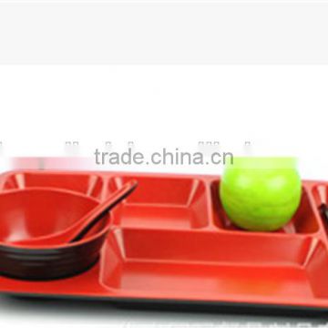 Factory price tableware fast food dish of melamine plates six canteen snack plate wholesale