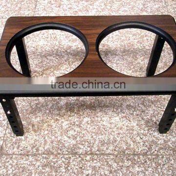 Factory Wholesale Stainless Steel Dog Bowl Dog Feeder Wood Dog Bowl Stand photo-2