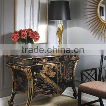 Vintage Style Carved Wooden Curio Cabinets, Hand Painting Wooden Sideboard, Classical Wood Console Cabinet For Living Room photo-3