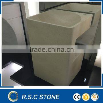 Beige marble pedestal sink pedestal basin