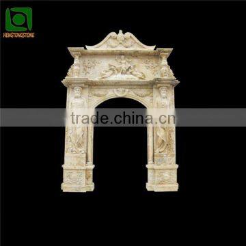 Yellow Marble Figure Carved Door Surround