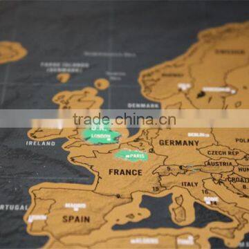 CT-750 Travel World Map Hard Paper Travel Map Small Black Mini Map Black Luxury photo-3