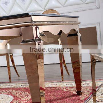 Stainless Steel Base Round Glass Party Ghost Dining Table photo-3