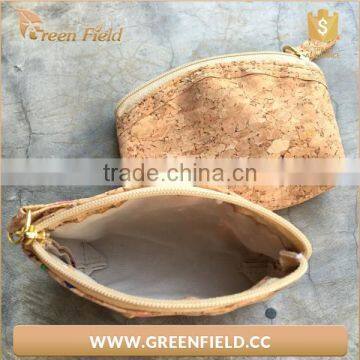 Natural color custom color eco beauty cork cosmetic bag
