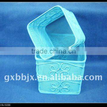 Square blue wire mesh storage brush holders basket