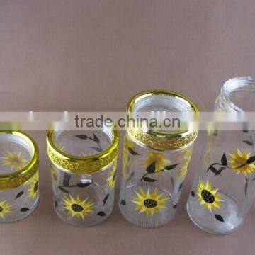 Glass Cookie Jar With Printing Sun Flower