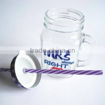 Printed Beverage Use Glass Mason Jar With Fruit Lid Straw photo-4