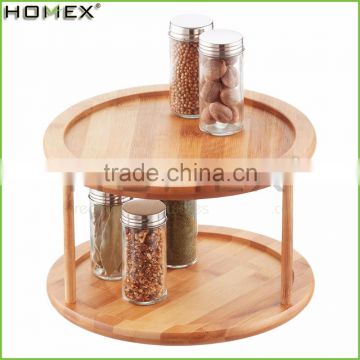 Bamboo 2 Tier Spice Turning Table Shelf with Rack/Homex_FSC/BSCI Factory