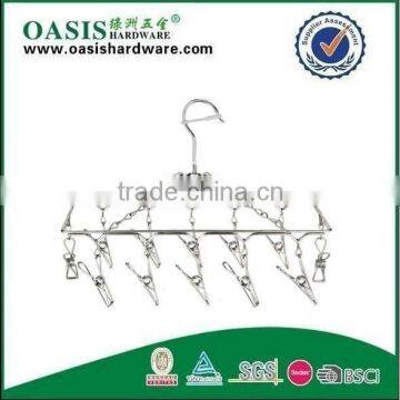 Stainless steel clothes hanger /Clothes hanger;Laudry clips hanger;stainless steel clips hanger/ clothes hanger with 12 pegs