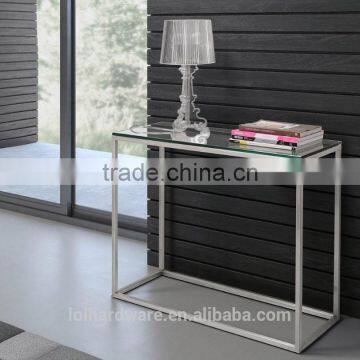 Console Table in Stainless Steel Base and Tempered Glass Top photo-4