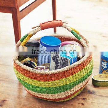 Colorful Seagrass Bolga Basket photo-5