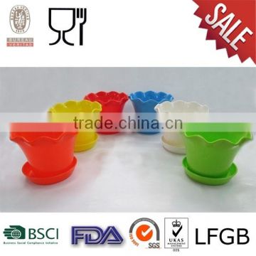 Wave Rim Plastic Melamine Square Flower Pot Set colorful