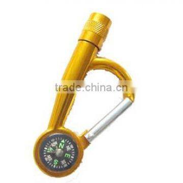 Multifunctional durable aluminum Carabiner LED Flashlight with compass