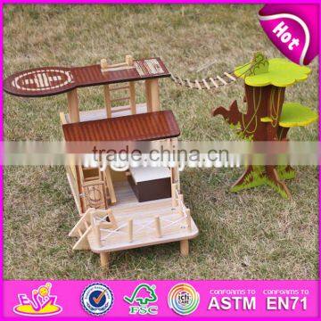 2017 New Products Indoor Children Toys Wooden Treehouse Dollhouse W03B059 photo-3