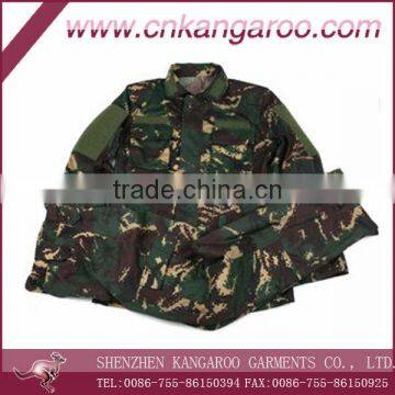 Men's 65% polyester 35% cotton woven olive Camouflage military uniform