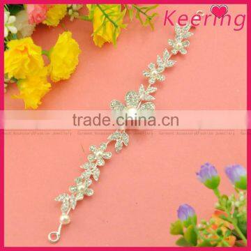 wholesale fashion white elegant flower hair decoration chain with rhinestone for wedding decoration in bulk WHD-033