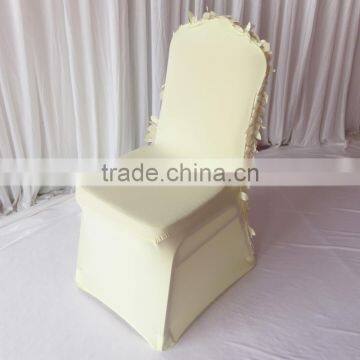 2016 New Design 3D Ruffled Wafer & Leaf Shape Taffeta Back Stretchy Lycra Chair Cover 100PCS For Sale photo-6